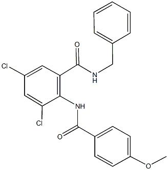 N-benzyl-3,5-dichloro-2-[(4-methoxybenzoyl)amino]benzamide Struktur