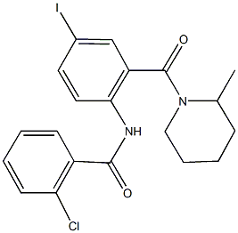 2-chloro-N-{4-iodo-2-[(2-methyl-1-piperidinyl)carbonyl]phenyl}benzamide Struktur