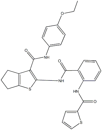 N-(4-ethoxyphenyl)-2-({2-[(2-thienylcarbonyl)amino]benzoyl}amino)-5,6-dihydro-4H-cyclopenta[b]thiophene-3-carboxamide Struktur