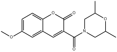 3-[(2,6-dimethylmorpholin-4-yl)carbonyl]-6-methoxy-2H-chromen-2-one Struktur