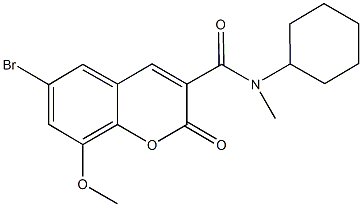 6-bromo-N-cyclohexyl-8-methoxy-N-methyl-2-oxo-2H-chromene-3-carboxamide Struktur