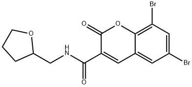 6,8-dibromo-2-oxo-N-(tetrahydro-2-furanylmethyl)-2H-chromene-3-carboxamide Struktur