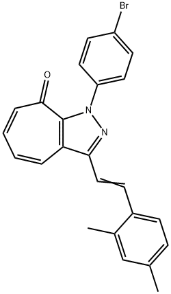 1-(4-bromophenyl)-3-[2-(2,4-dimethylphenyl)vinyl]cyclohepta[c]pyrazol-8(1H)-one Struktur