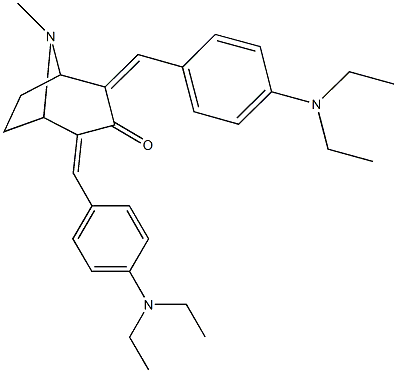 2,4-bis[4-(diethylamino)benzylidene]-8-methyl-8-azabicyclo[3.2.1]octan-3-one Struktur