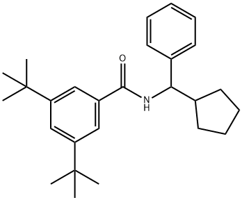 3,5-ditert-butyl-N-[cyclopentyl(phenyl)methyl]benzamide Struktur