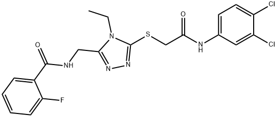 N-[(5-{[2-(3,4-dichloroanilino)-2-oxoethyl]sulfanyl}-4-ethyl-4H-1,2,4-triazol-3-yl)methyl]-2-fluorobenzamide Struktur