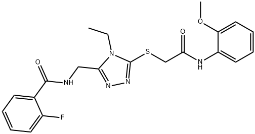 N-[(4-ethyl-5-{[2-(2-methoxyanilino)-2-oxoethyl]sulfanyl}-4H-1,2,4-triazol-3-yl)methyl]-2-fluorobenzamide Struktur