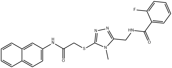 2-fluoro-N-[(4-methyl-5-{[2-(2-naphthylamino)-2-oxoethyl]sulfanyl}-4H-1,2,4-triazol-3-yl)methyl]benzamide Struktur