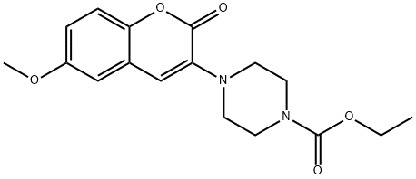 ethyl 4-(6-methoxy-2-oxo-2H-chromen-3-yl)-1-piperazinecarboxylate Struktur