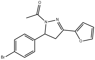 1-acetyl-5-(4-bromophenyl)-3-(2-furyl)-4,5-dihydro-1H-pyrazole Struktur