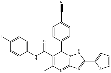 7-(4-cyanophenyl)-N-(4-fluorophenyl)-5-methyl-2-(2-thienyl)-4,7-dihydro[1,2,4]triazolo[1,5-a]pyrimidine-6-carboxamide Struktur