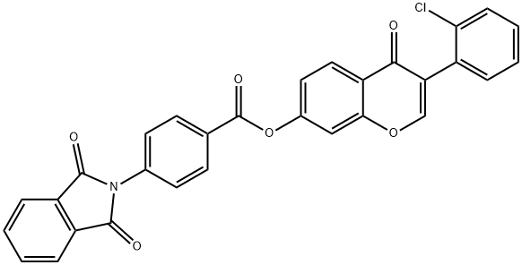 3-(2-chlorophenyl)-4-oxo-4H-chromen-7-yl 4-(1,3-dioxo-1,3-dihydro-2H-isoindol-2-yl)benzoate Struktur