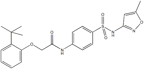 2-(2-tert-butylphenoxy)-N-(4-{[(5-methyl-3-isoxazolyl)amino]sulfonyl}phenyl)acetamide Struktur