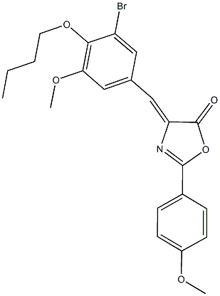 4-(3-bromo-4-butoxy-5-methoxybenzylidene)-2-(4-methoxyphenyl)-1,3-oxazol-5(4H)-one Struktur