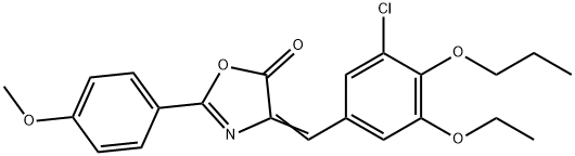 4-(3-chloro-5-ethoxy-4-propoxybenzylidene)-2-(4-methoxyphenyl)-1,3-oxazol-5(4H)-one Struktur