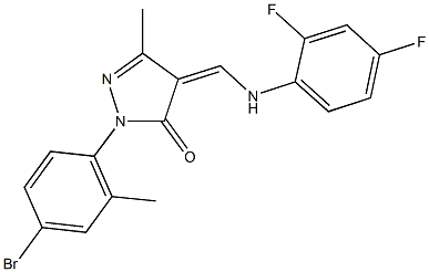 2-(4-bromo-2-methylphenyl)-4-[(2,4-difluoroanilino)methylene]-5-methyl-2,4-dihydro-3H-pyrazol-3-one Struktur