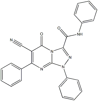 6-cyano-5-oxo-N,1,7-triphenyl-1,5-dihydro[1,2,4]triazolo[4,3-a]pyrimidine-3-carboxamide Struktur