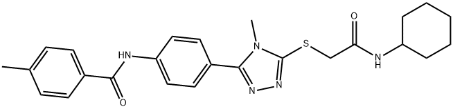 N-[4-(5-{[2-(cyclohexylamino)-2-oxoethyl]sulfanyl}-4-methyl-4H-1,2,4-triazol-3-yl)phenyl]-4-methylbenzamide Struktur