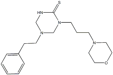 1-[3-(4-morpholinyl)propyl]-5-(2-phenylethyl)-1,3,5-triazinane-2-thione Struktur