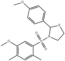 3-[(5-methoxy-2,4-dimethylphenyl)sulfonyl]-2-(4-methoxyphenyl)-1,3-thiazolidine Struktur