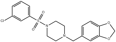 1-(1,3-benzodioxol-5-ylmethyl)-4-[(3-chlorophenyl)sulfonyl]piperazine Struktur