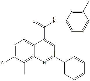 7-chloro-8-methyl-N-(3-methylphenyl)-2-phenyl-4-quinolinecarboxamide Struktur