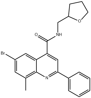 6-bromo-8-methyl-2-phenyl-N-(tetrahydro-2-furanylmethyl)-4-quinolinecarboxamide Struktur