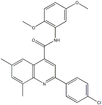 2-(4-chlorophenyl)-N-(2,5-dimethoxyphenyl)-6,8-dimethyl-4-quinolinecarboxamide Struktur