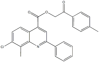 2-(4-methylphenyl)-2-oxoethyl 7-chloro-8-methyl-2-phenyl-4-quinolinecarboxylate Struktur