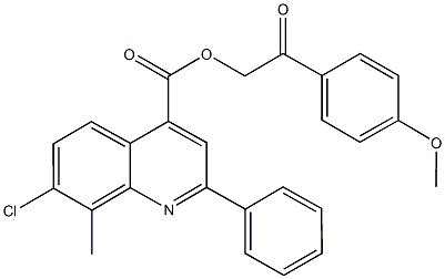 2-(4-methoxyphenyl)-2-oxoethyl 7-chloro-8-methyl-2-phenyl-4-quinolinecarboxylate Struktur