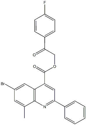 2-(4-fluorophenyl)-2-oxoethyl 6-bromo-8-methyl-2-phenyl-4-quinolinecarboxylate Struktur