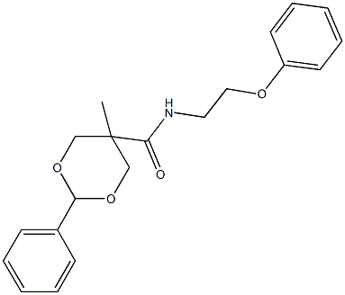 5-methyl-N-(2-phenoxyethyl)-2-phenyl-1,3-dioxane-5-carboxamide Struktur