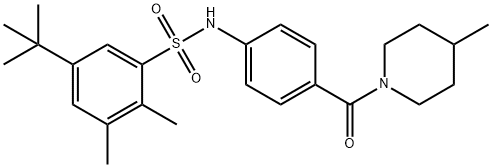 5-tert-butyl-2,3-dimethyl-N-{4-[(4-methyl-1-piperidinyl)carbonyl]phenyl}benzenesulfonamide Struktur