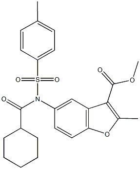 methyl 5-{(cyclohexylcarbonyl)[(4-methylphenyl)sulfonyl]amino}-2-methyl-1-benzofuran-3-carboxylate Struktur