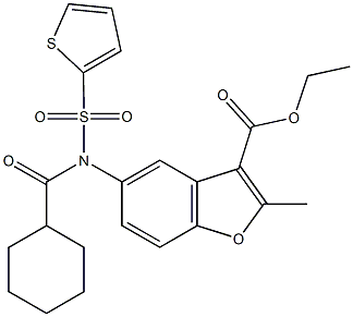 ethyl 5-[(cyclohexylcarbonyl)(2-thienylsulfonyl)amino]-2-methyl-1-benzofuran-3-carboxylate Struktur