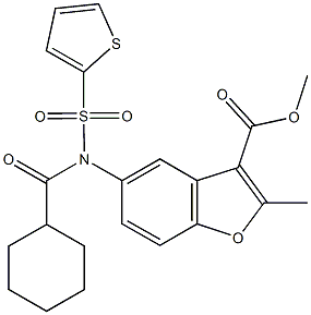 methyl 5-[(cyclohexylcarbonyl)(2-thienylsulfonyl)amino]-2-methyl-1-benzofuran-3-carboxylate Struktur