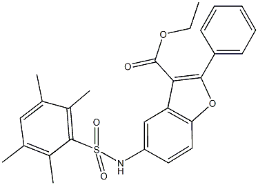 ethyl 2-phenyl-5-{[(2,3,5,6-tetramethylphenyl)sulfonyl]amino}-1-benzofuran-3-carboxylate Struktur