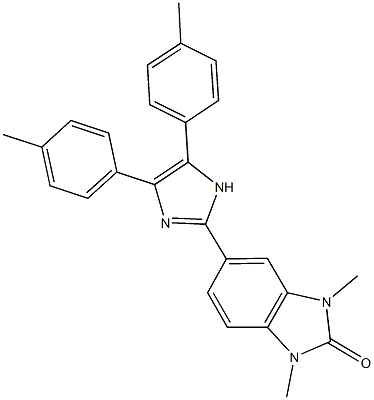 5-[4,5-bis(4-methylphenyl)-1H-imidazol-2-yl]-1,3-dimethyl-1,3-dihydro-2H-benzimidazol-2-one Struktur