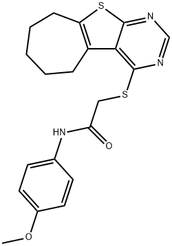 N-(4-methoxyphenyl)-2-(6,7,8,9-tetrahydro-5H-cyclohepta[4,5]thieno[2,3-d]pyrimidin-4-ylsulfanyl)acetamide Struktur