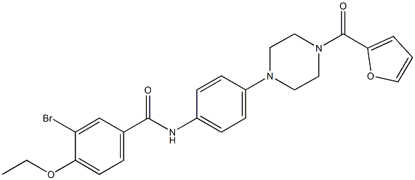 3-bromo-4-ethoxy-N-{4-[4-(2-furoyl)-1-piperazinyl]phenyl}benzamide Struktur