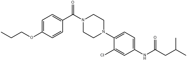 N-{3-chloro-4-[4-(4-propoxybenzoyl)-1-piperazinyl]phenyl}-3-methylbutanamide Struktur