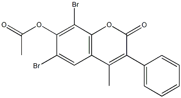 6,8-dibromo-4-methyl-2-oxo-3-phenyl-2H-chromen-7-yl acetate Struktur