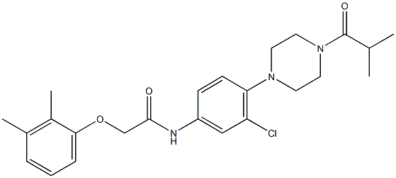 N-[3-chloro-4-(4-isobutyryl-1-piperazinyl)phenyl]-2-(2,3-dimethylphenoxy)acetamide Struktur