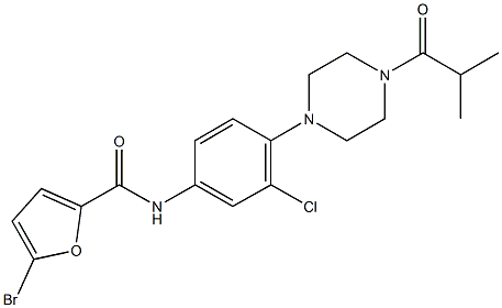 5-bromo-N-[3-chloro-4-(4-isobutyryl-1-piperazinyl)phenyl]-2-furamide Struktur