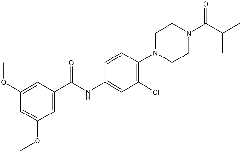 N-[3-chloro-4-(4-isobutyryl-1-piperazinyl)phenyl]-3,5-dimethoxybenzamide Struktur