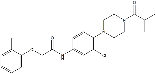 N-[3-chloro-4-(4-isobutyryl-1-piperazinyl)phenyl]-2-(2-methylphenoxy)acetamide Struktur