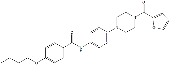 4-butoxy-N-{4-[4-(2-furoyl)-1-piperazinyl]phenyl}benzamide Struktur