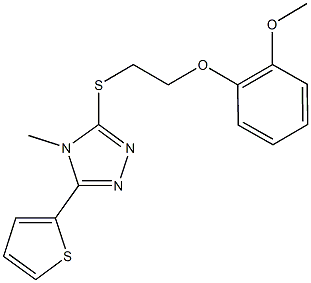 3-{[2-(2-methoxyphenoxy)ethyl]sulfanyl}-4-methyl-5-(2-thienyl)-4H-1,2,4-triazole Struktur