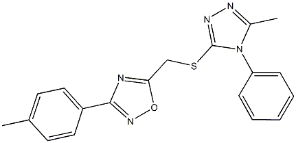 [3-(4-methylphenyl)-1,2,4-oxadiazol-5-yl]methyl5-methyl-4-phenyl-4H-1,2,4-triazol-3-ylsulfide Struktur