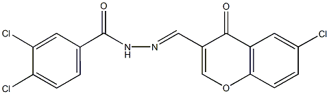 3,4-dichloro-N'-[(6-chloro-4-oxo-4H-chromen-3-yl)methylene]benzohydrazide Struktur